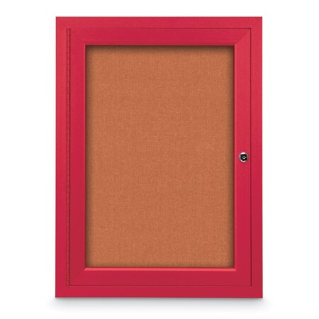 Slim Enclosed Corkboard, 11x13-1/2, White Alum Frame/Cobalt